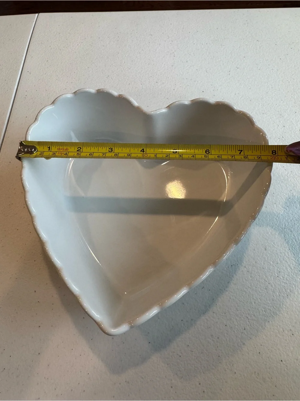 Heart-Shaped Ceramic Serving Bowl Plant Dish Knickknack Trinket Tray — White